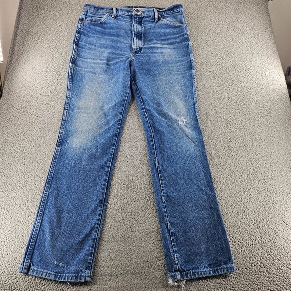 Wrangler Jeans Mens 38x34 Blue 936 Slim Fit Straight Leg Cowboy Cut Western - Picture 1 of 16